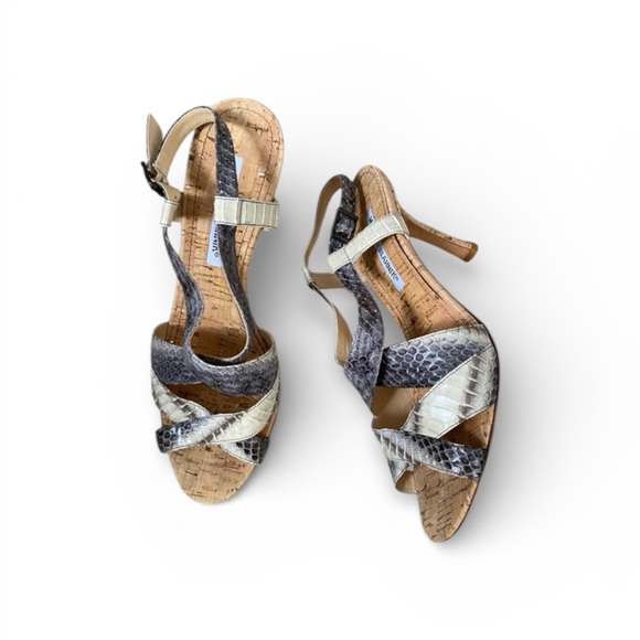 Manolo Blahnik Shoes - Manolo Blahnik python cork slingback heels